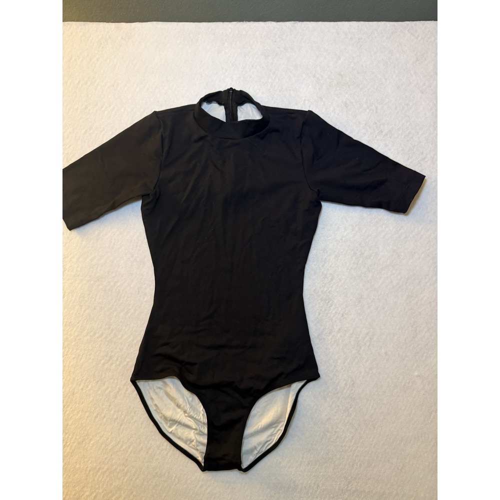 Black Open Back Mock Neck Dance Leotard Balletcore Contemporary Dancewear AM